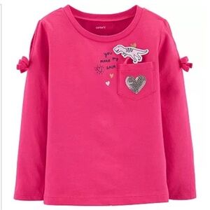 Carter’s Girls Toddler Shirt interactive jersey Cold Shoulder long Sleeve 3T